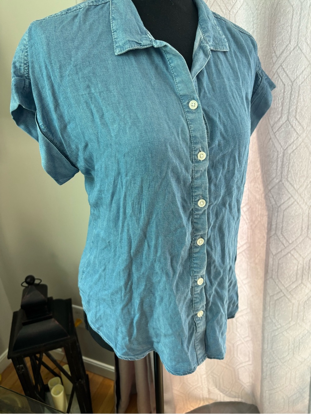Relaxed Light Blue Denim Button-Down Shirt - Picture 4 of 10